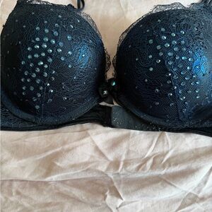 Victoria's Secret Navy Lace Bra with Iridescent Beading